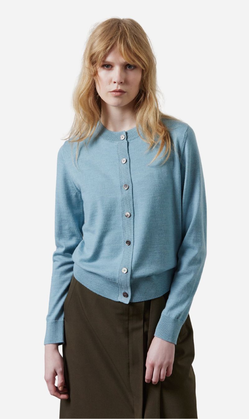 Laing | Sylvia Merino Cardigan - Pale Cerulean sold by Sister & Co