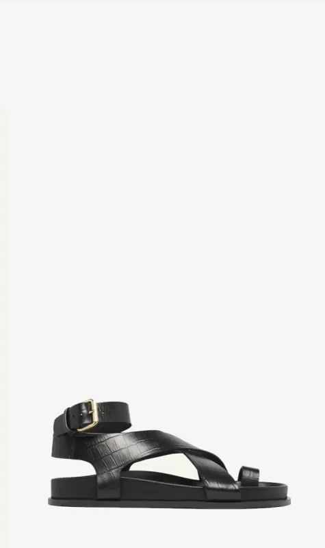 A.Emery | The Jalen Sandal - Black Croc sold by Sister & Co