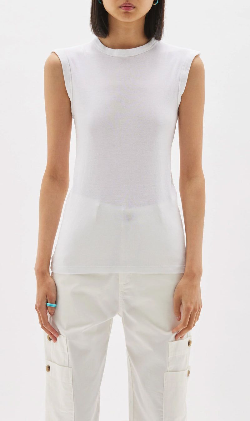 Bassike | Slim Muscle Tank - White sold by Sister & Co