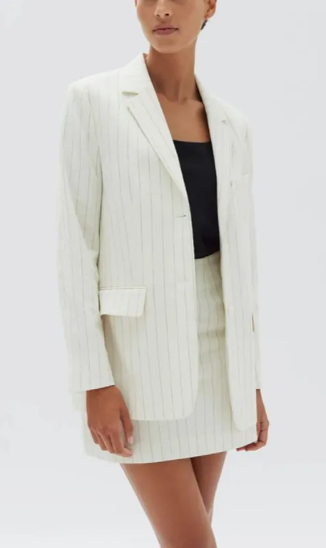 Assembly Label | Leila Stripe Linen Jacket - Cream Pinstripe sold by Sister & Co