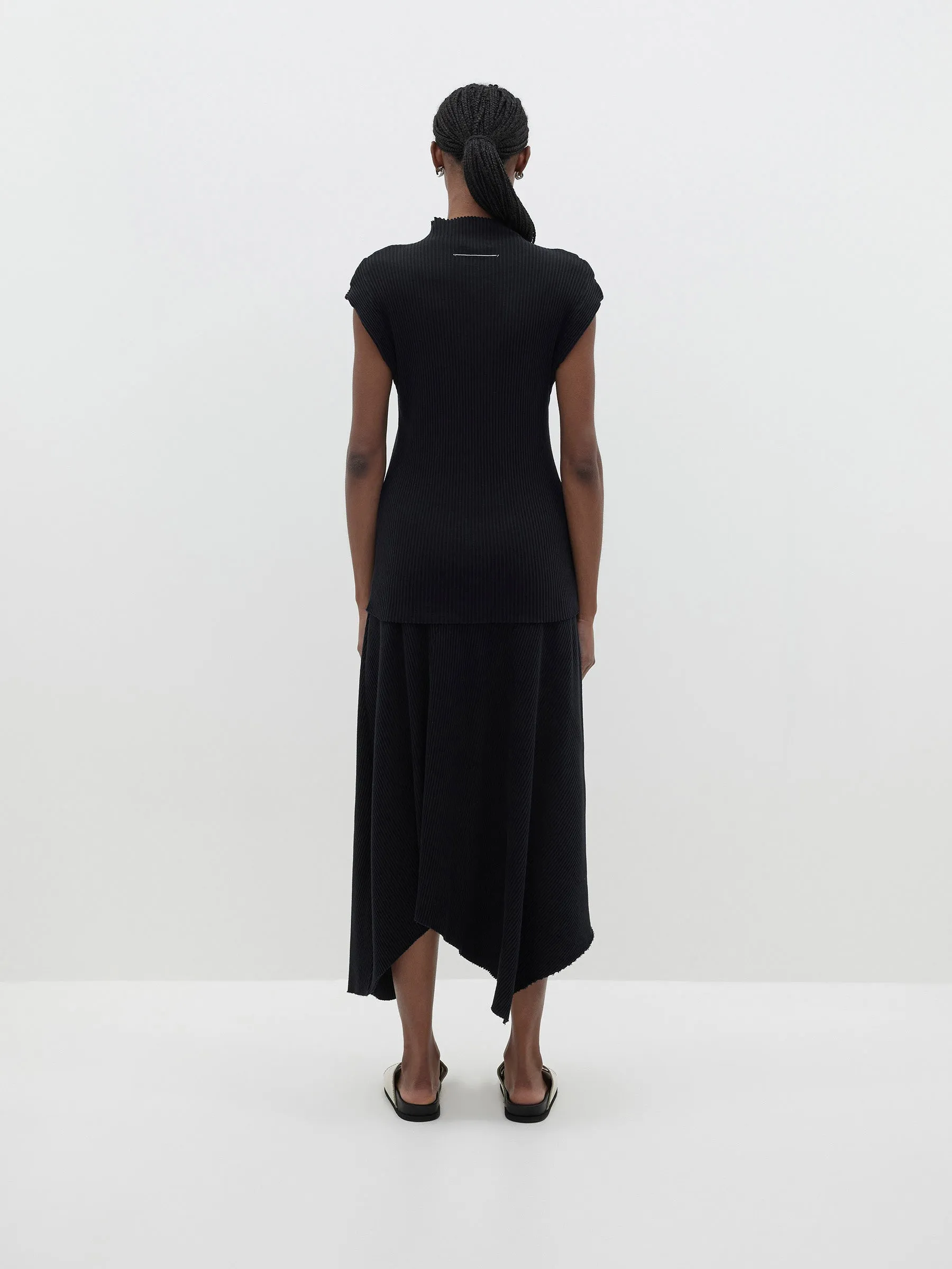 Bassike | Raised Neck Drapey Rib Tank - Black sold by Sister & Co product image thumbnail 4