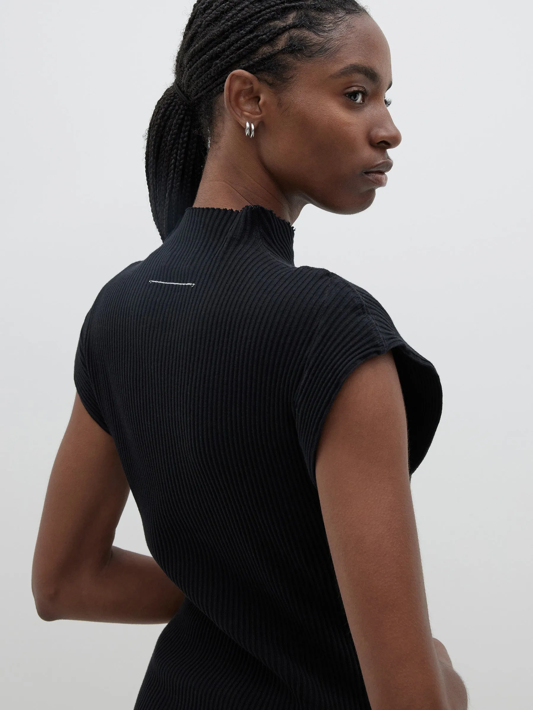 Bassike | Raised Neck Drapey Rib Tank - Black sold by Sister & Co product image thumbnail 5