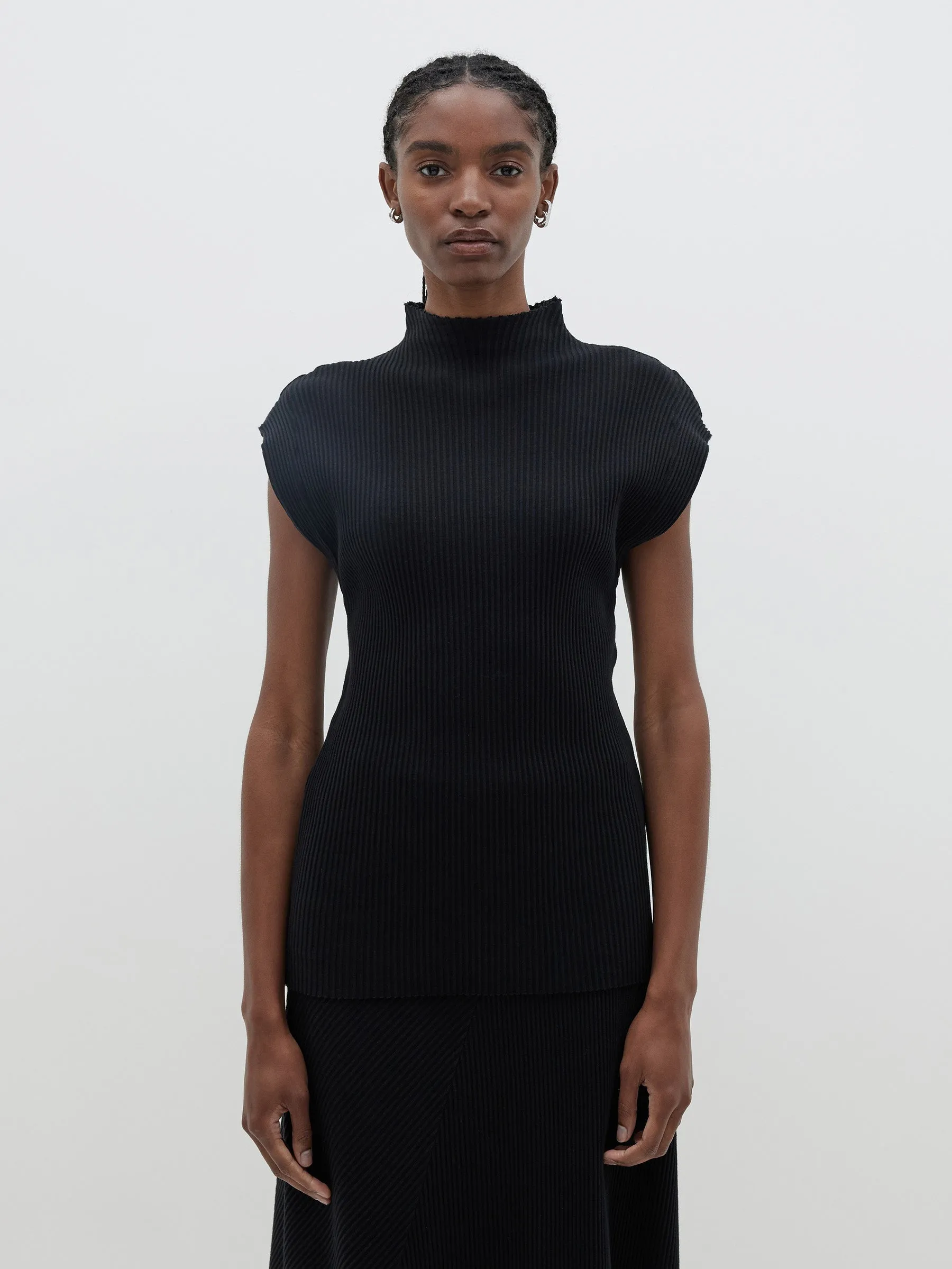 Bassike | Raised Neck Drapey Rib Tank - Black sold by Sister & Co product image thumbnail 3