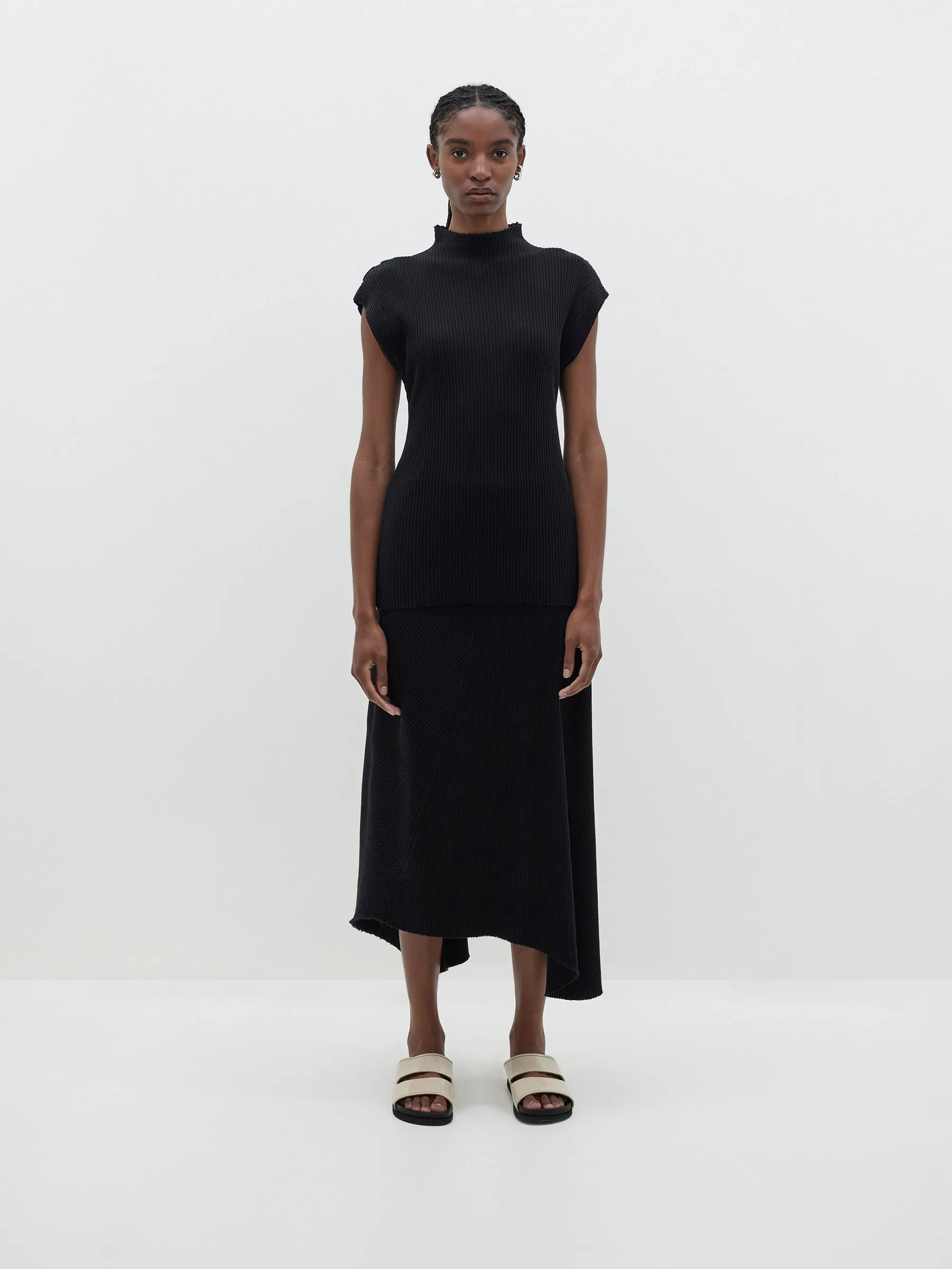 Bassike | Raised Neck Drapey Rib Tank - Black sold by Sister & Co product image thumbnail 2