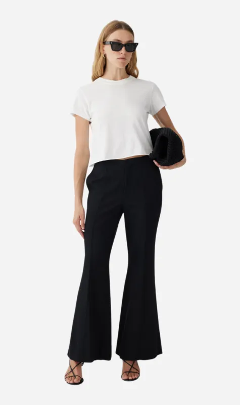 Bassike | Viscose Twill Flared Pant - Black sold by Sisters & Co