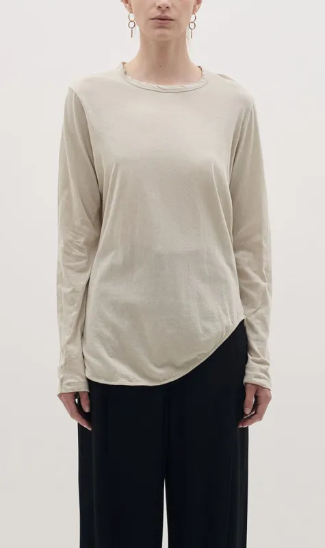 Bassike | Regular Scoop Hem L/s T.Shirt - Agate Grey sold by Sister & Co