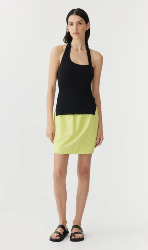 Bassike | Rib Asymmetrical Halter Tank - Black sold by Sister & Co