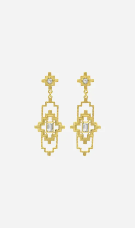 Zoe & Morgan | Munay Earrings - Gold/Aqua/White Zircon made by Sisters & Co