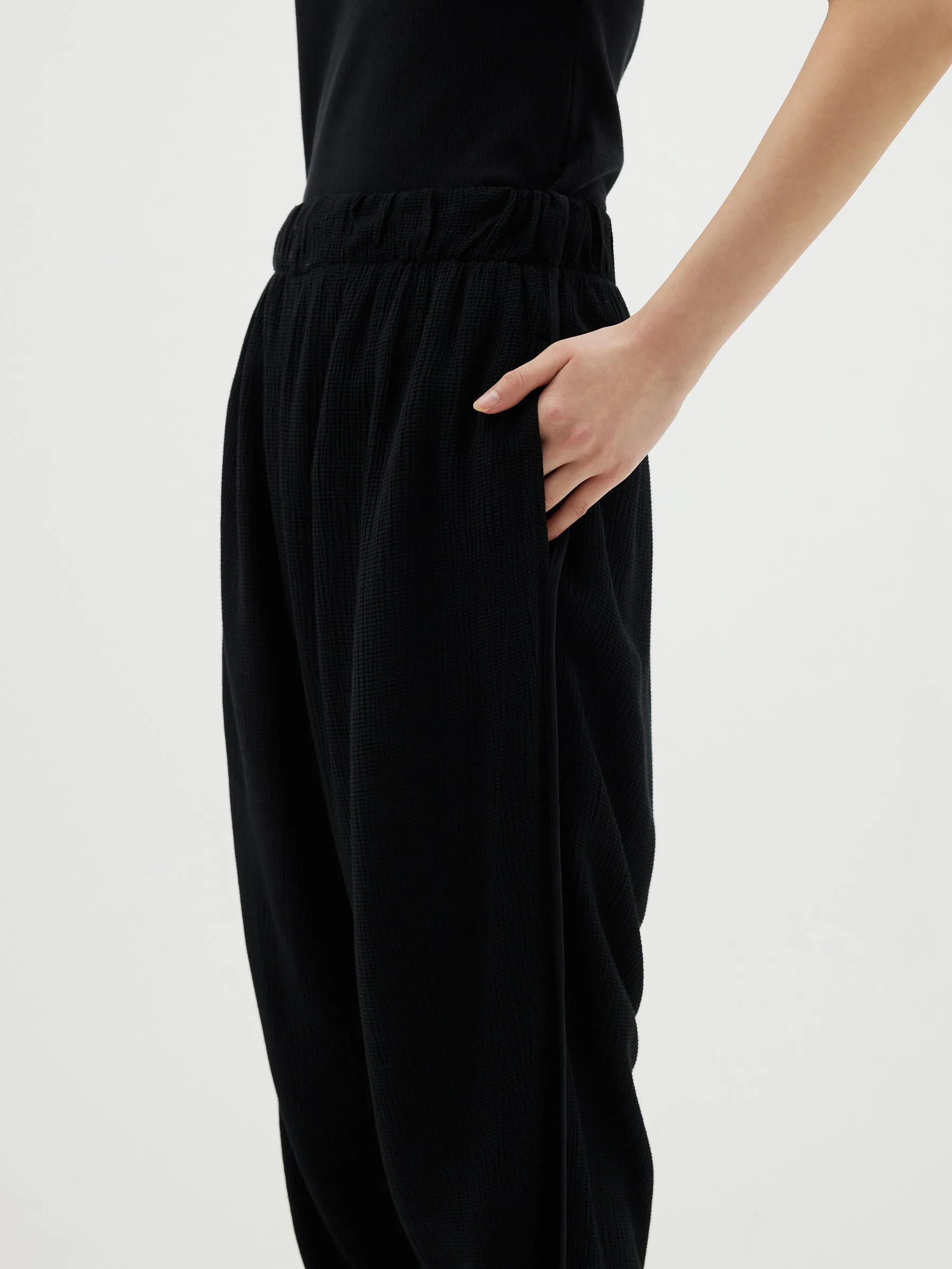 Bassike | Textured Crepe Pull On Pant - Black sold by Sister & Co product image thumbnail 4