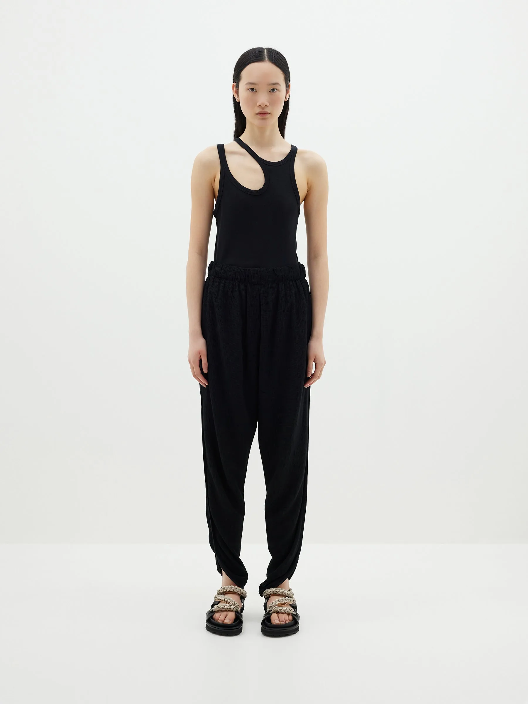 Bassike | Textured Crepe Pull On Pant - Black sold by Sister & Co product image thumbnail 3