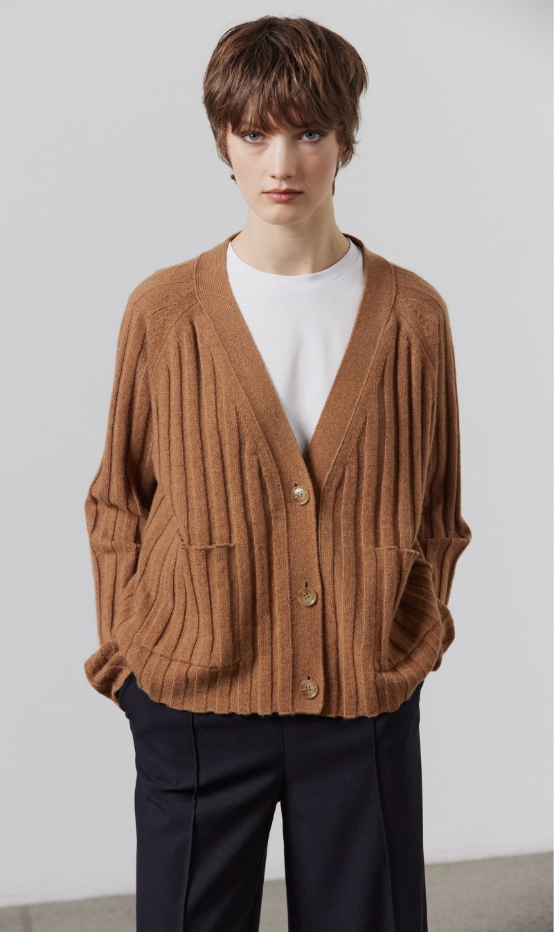 Laing | Lizzie Ribbed Cashmere Cardigan - Tan sold by Sister & Co