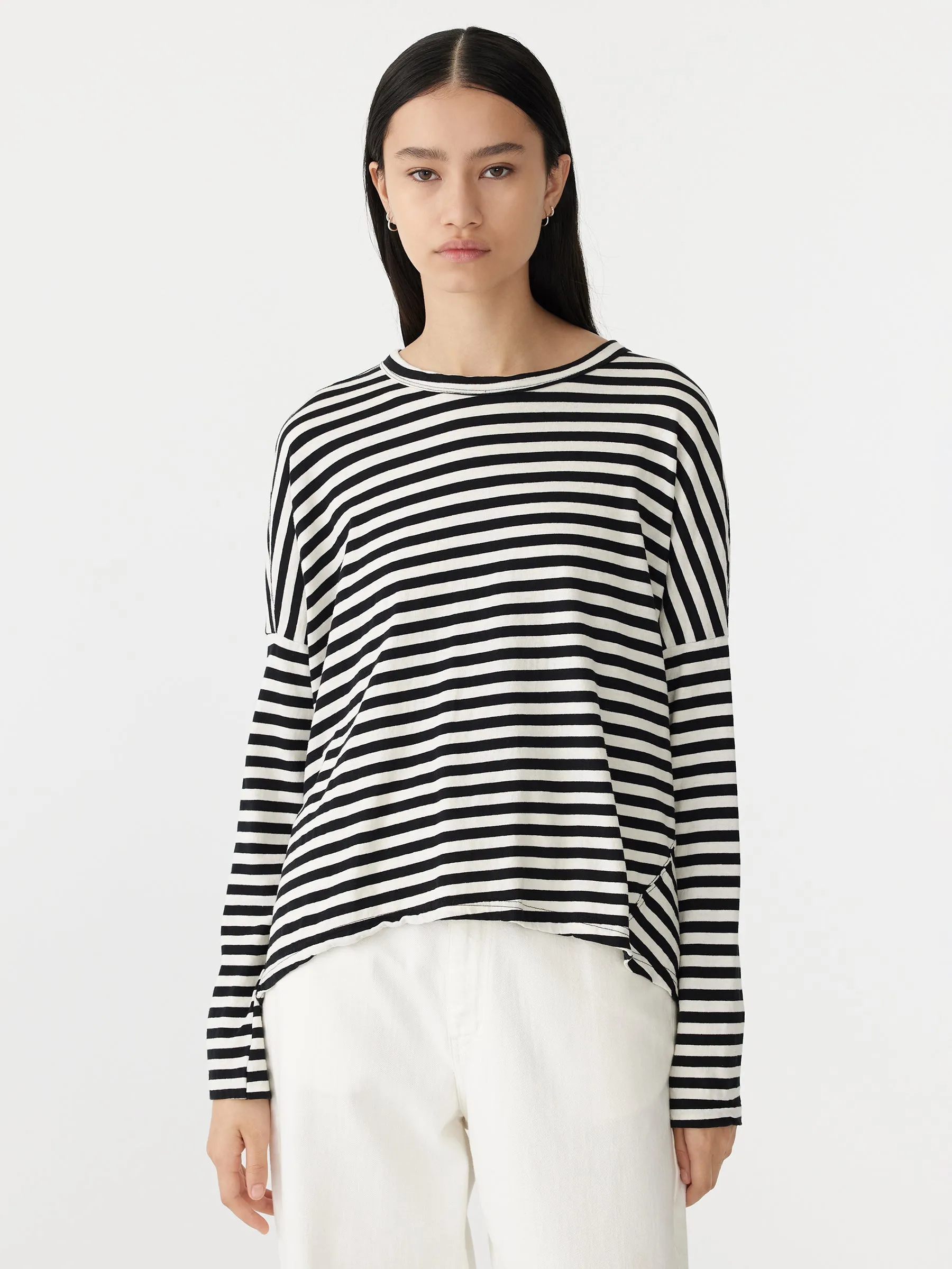 Bassike | Circle Long Sleeve T.Shirt - Undyed/Black Stripe sold by Sister & Co product image thumbnail 2