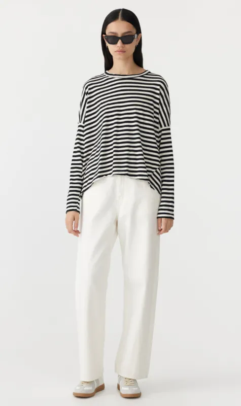 Bassike | Circle Long Sleeve T.Shirt - Undyed/Black Stripe sold by Sister & Co