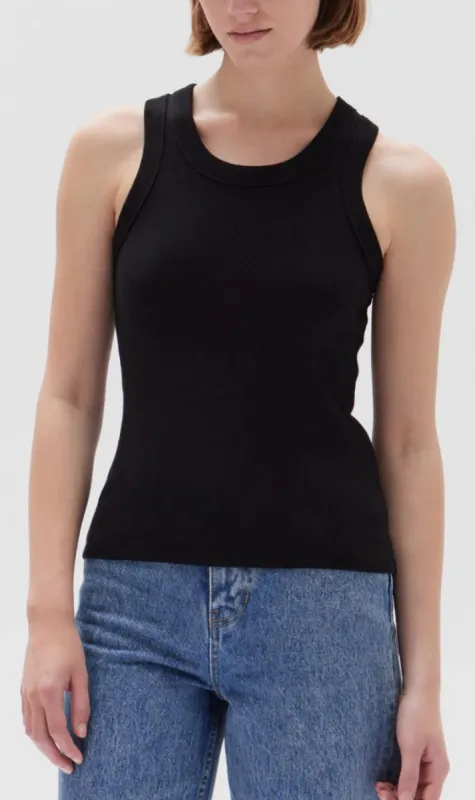 Assembly Label | New Miana Organic Rib Tank - True Black sold by Sister & Co
