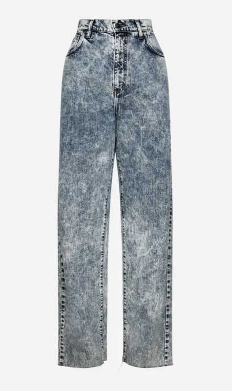 Bassike | High Rise Straight Leg Jean - Indigo Motley sold by Sister & Co