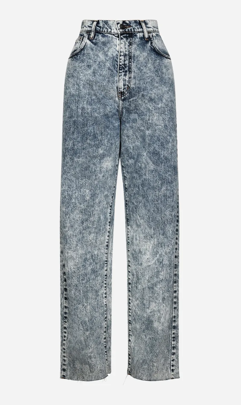 Bassike | High Rise Straight Leg Jean - Indigo Motley sold by Sister & Co