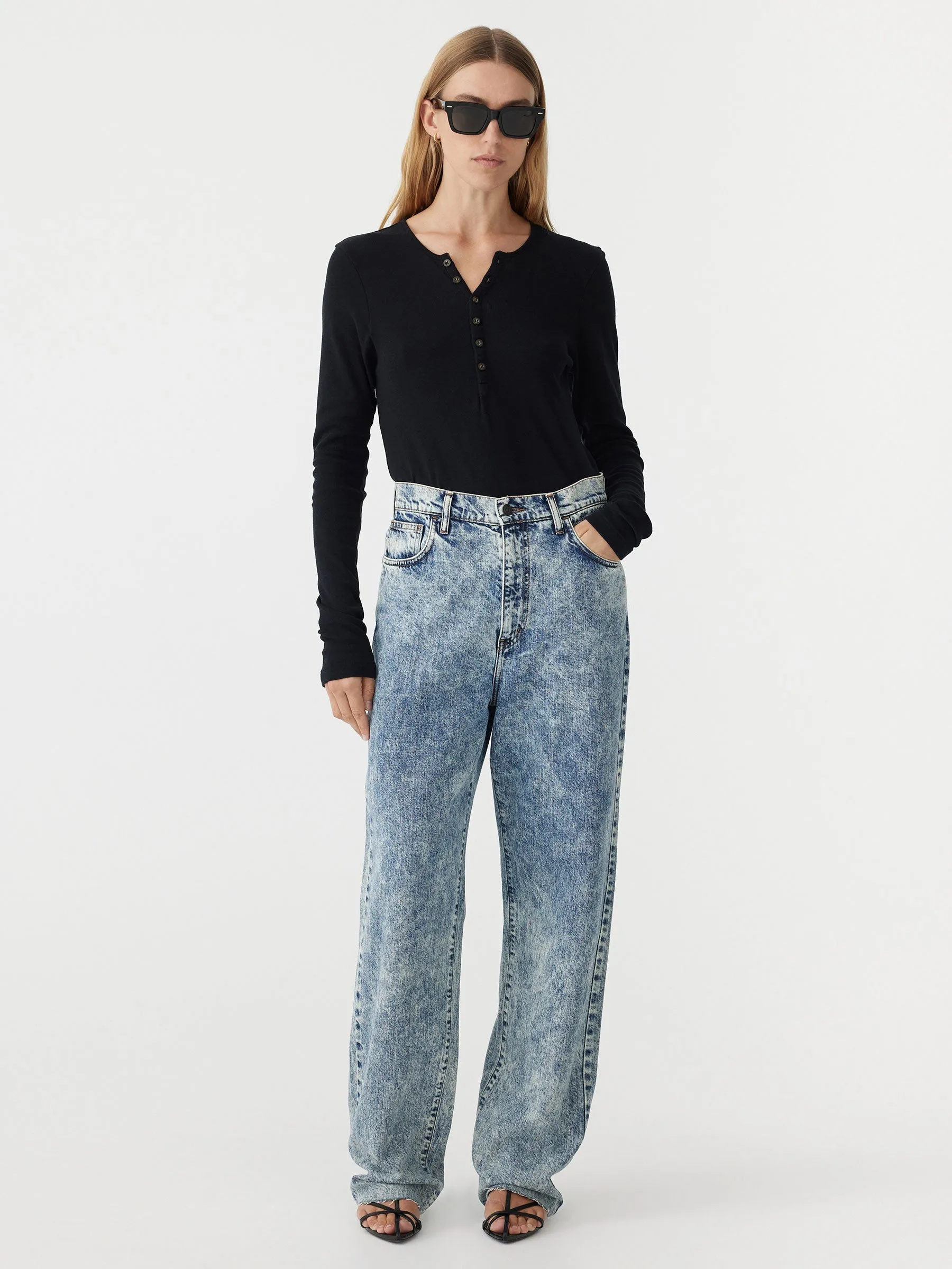 Bassike | High Rise Straight Leg Jean - Indigo Motley sold by Sister & Co product image thumbnail 2