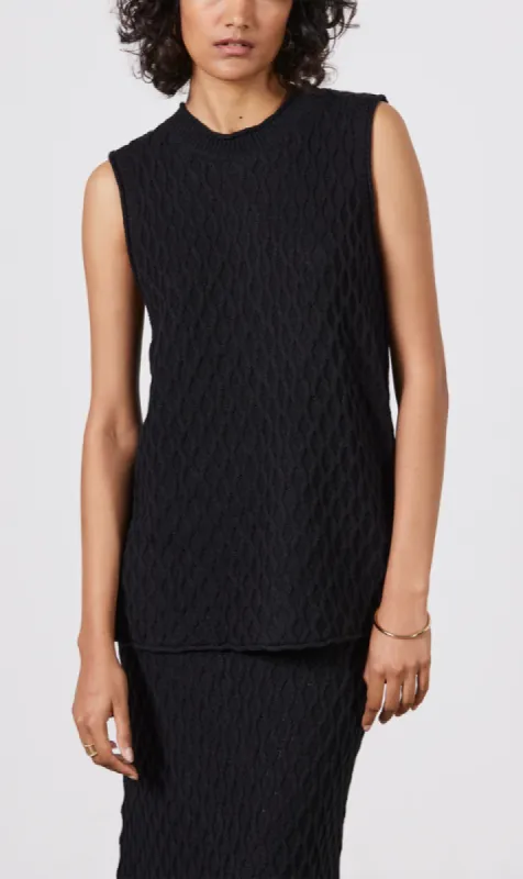 Laing | Romy Sleeveless Crew Knit Tank - Black sold by Sister & Co