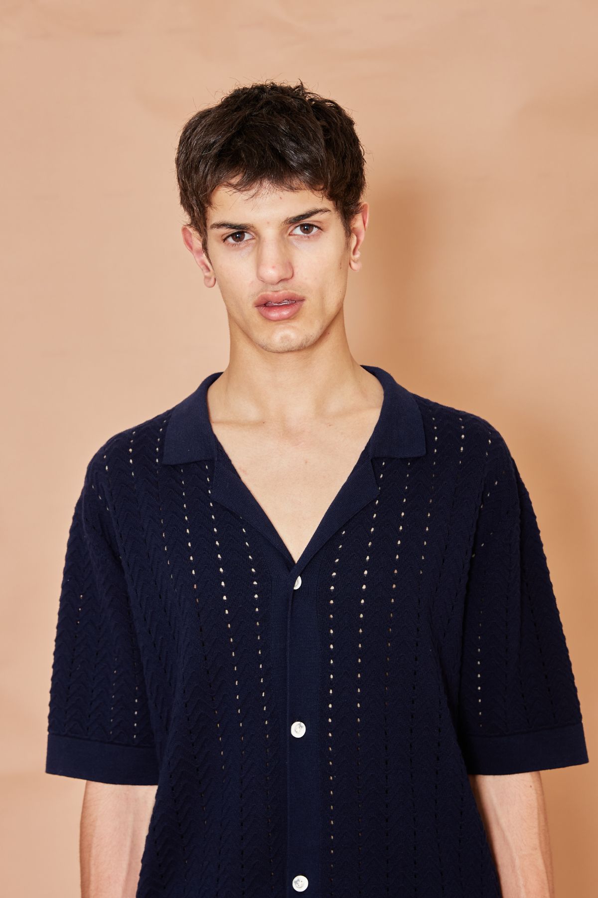 Kore Studios | Nerano Knit S/S Shirt - Navy sold by Sister & Co product image thumbnail 2