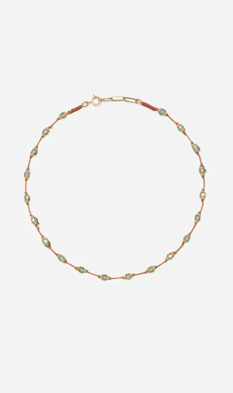Tityaravy | Peony Necklace - Orange/Topaz Blue sold by Sister & Co