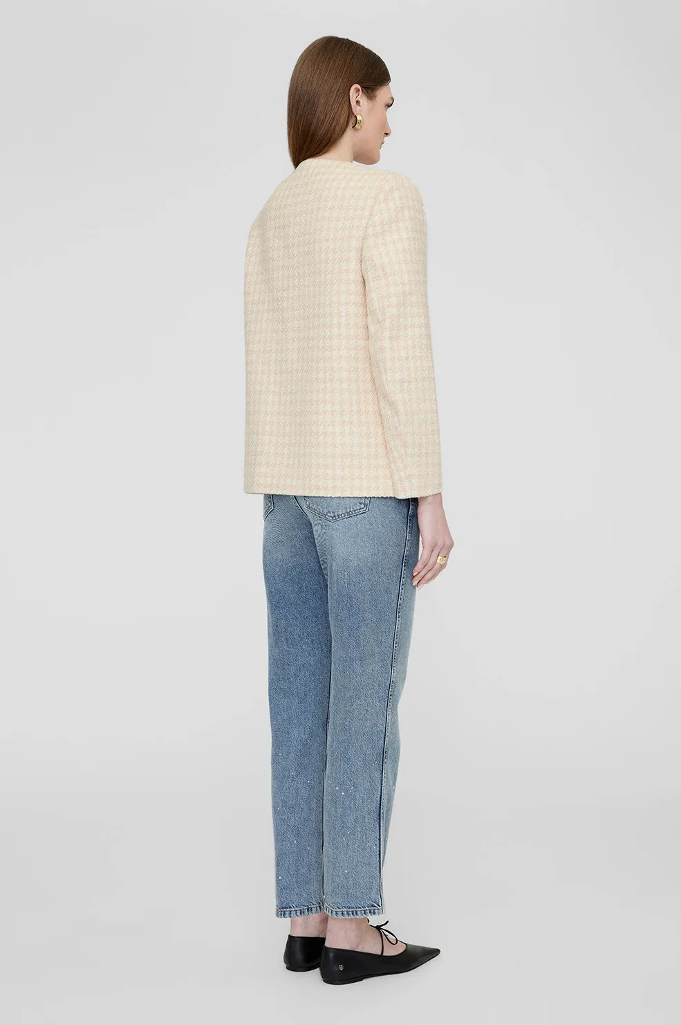 Anine Bing | Janet Jacket - Cream & Peach Houndstooth sold by Sister & Co product image thumbnail 4
