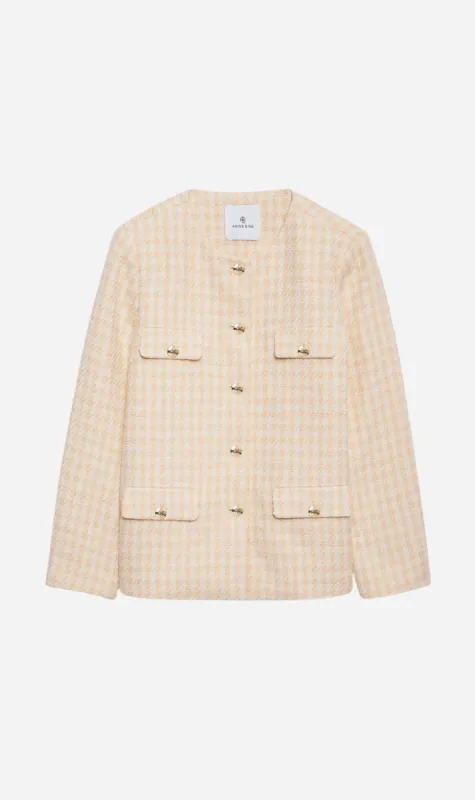 Anine Bing | Janet Jacket - Cream & Peach Houndstooth sold by Sister & Co