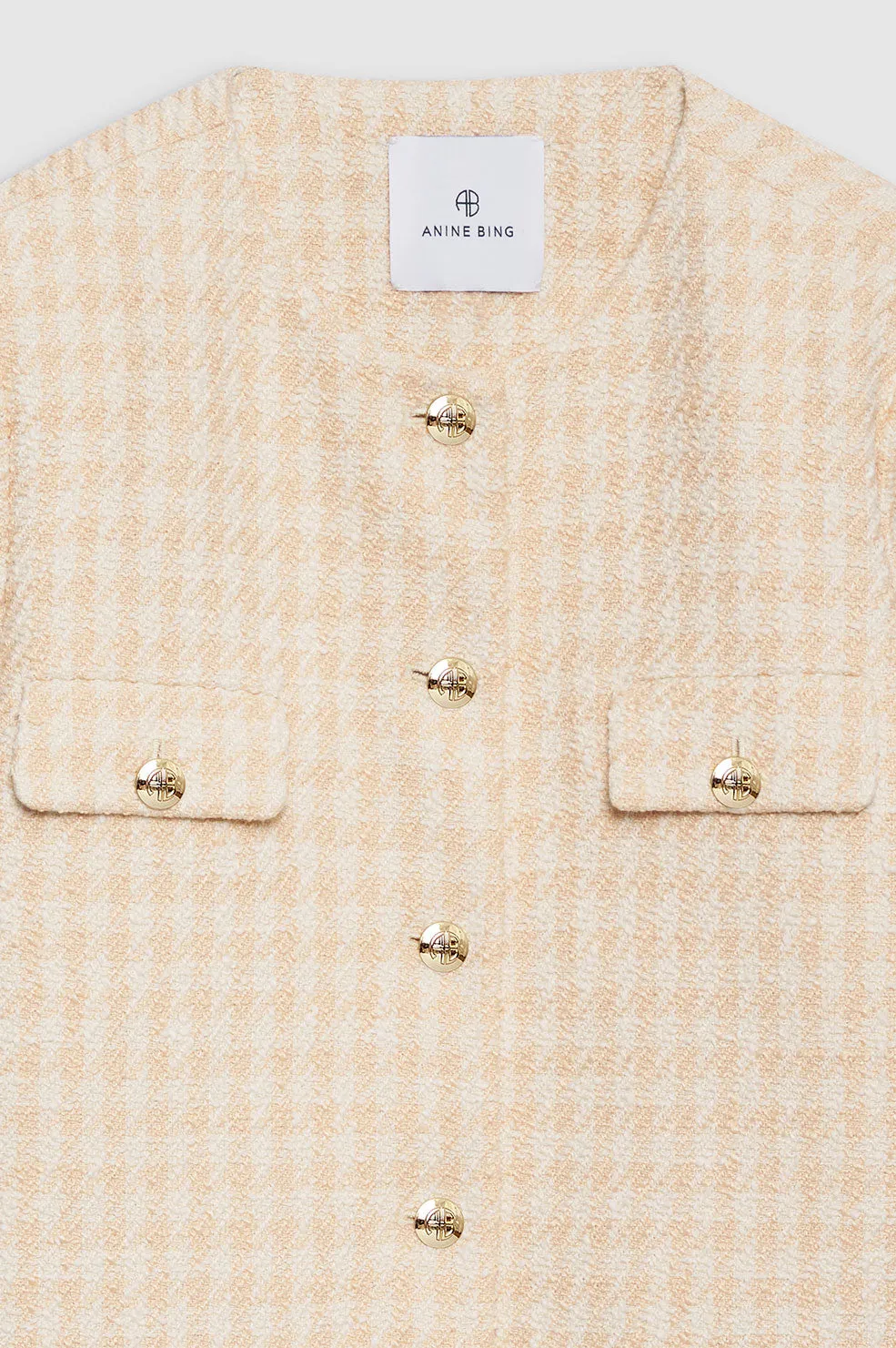 Anine Bing | Janet Jacket - Cream & Peach Houndstooth sold by Sister & Co product image thumbnail 5