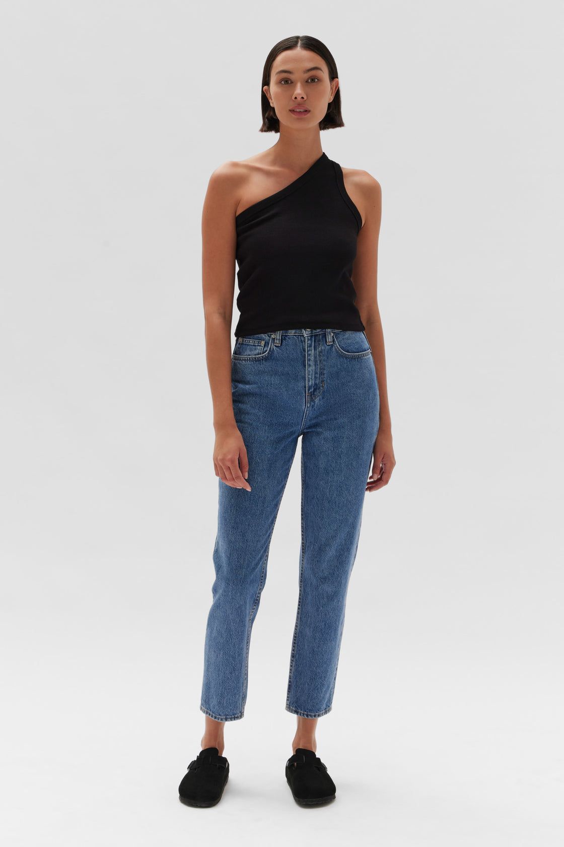 Assembly Label | Asymetrical Organic Jersey Tank - True Black sold by Sister & Co product image thumbnail 2