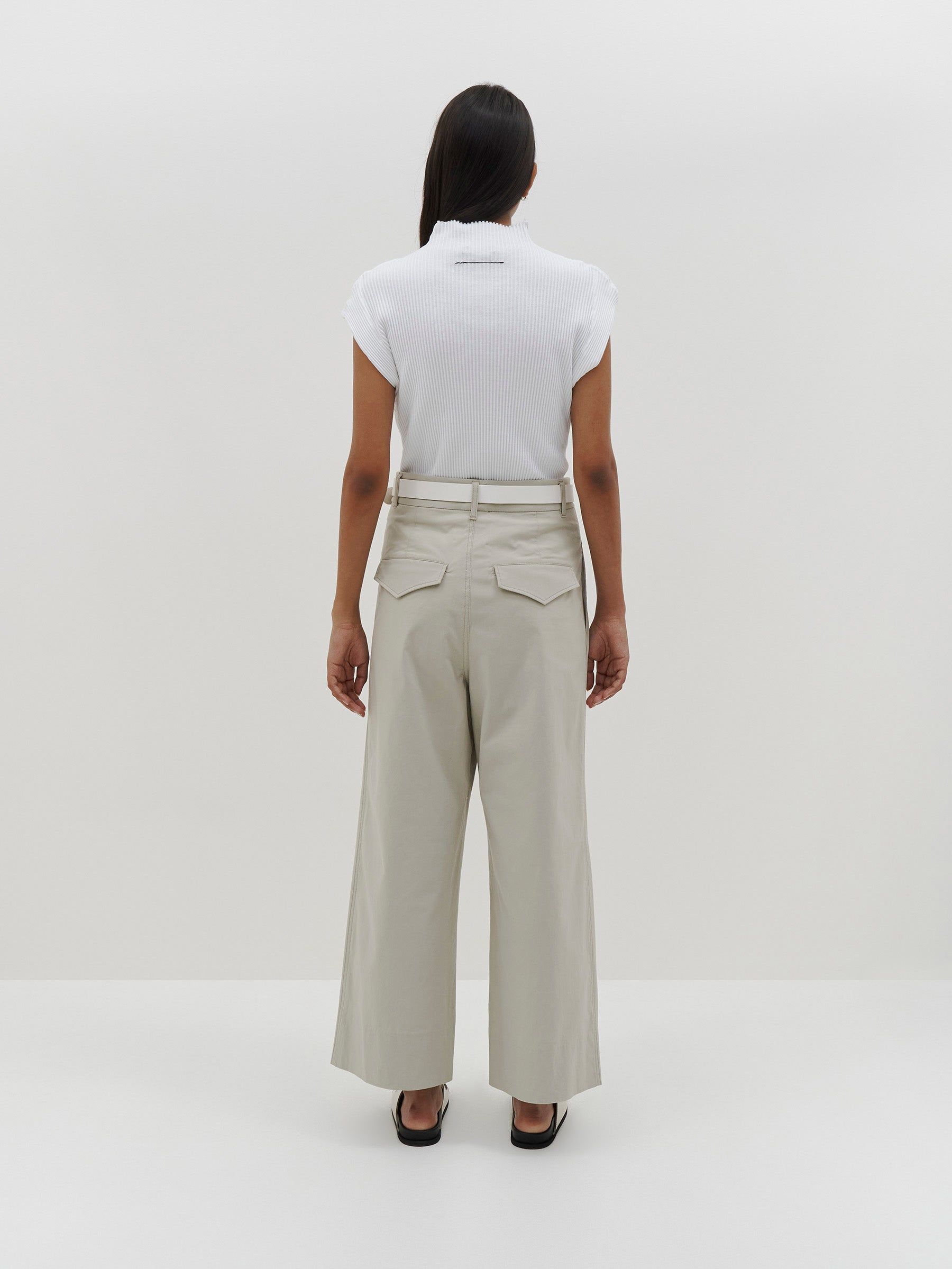 Bassike | Raised Neck Drapey Rib Tank - White sold by Sister & Co product image thumbnail 4