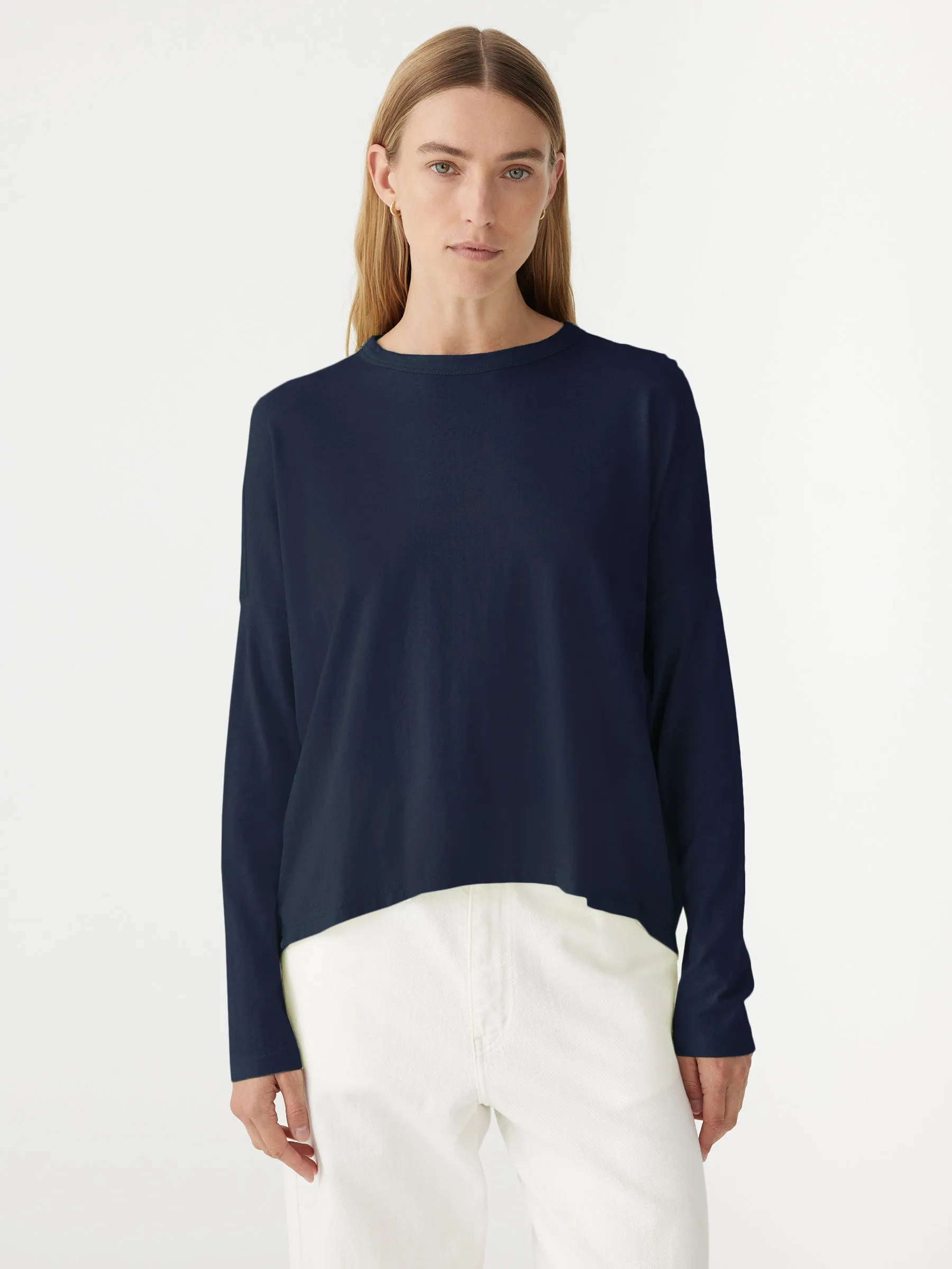 Bassike | Slouch Circle Long Sleeve T.Shirt - Blue Ink sold by Sister & Co product image thumbnail 3