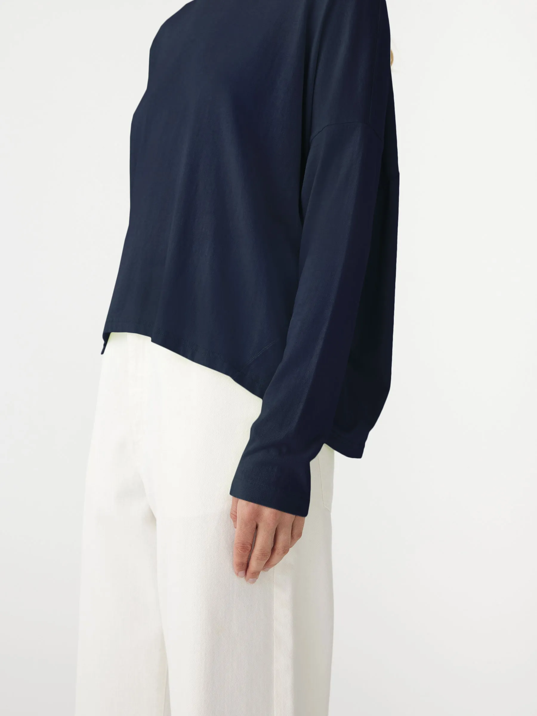 Bassike | Slouch Circle Long Sleeve T.Shirt - Blue Ink sold by Sister & Co product image thumbnail 4