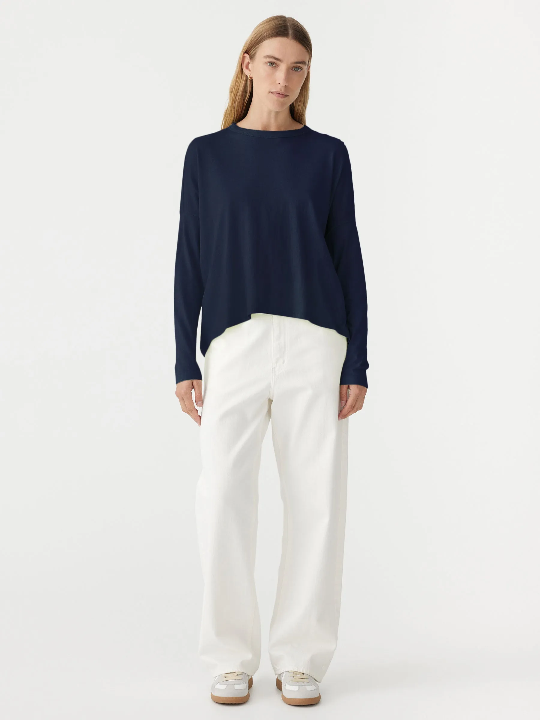 Bassike | Slouch Circle Long Sleeve T.Shirt - Blue Ink sold by Sister & Co product image thumbnail 2