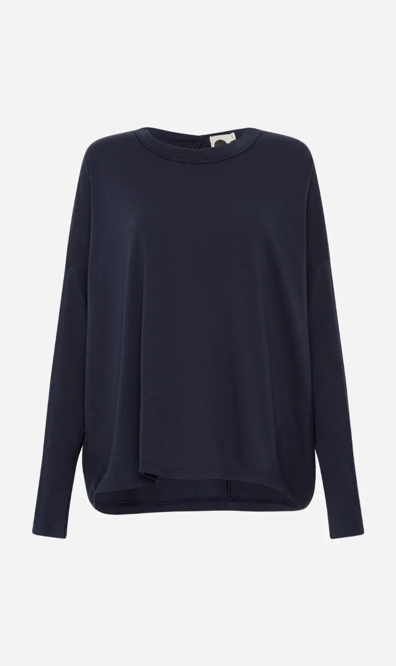 Bassike | Slouch Circle Long Sleeve T.Shirt - Blue Ink sold by Sister & Co