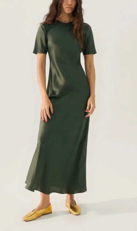 Silk Laundry | Short Sleeve Bias Dress - Thyme sold by Sister & Co
