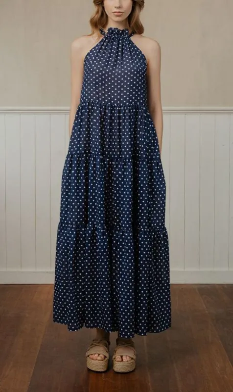 Caitlin Crisp | Adrift Dress - Navy Polkadot sold by Sister & Co