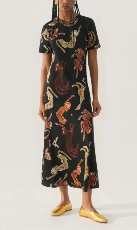 Silk Laundry | Short Sleeve Bias Dress - Jaguar Black sold by Sister & Co