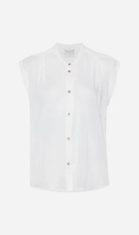 Forte Forte | Cotton Silk Voile Short Sleeve Top - White made by Sisters & Co