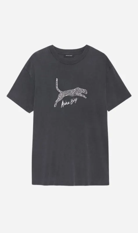 Anine Bing | Walker Tee Spotted Leopard - Washed Black sold by Sister & Co