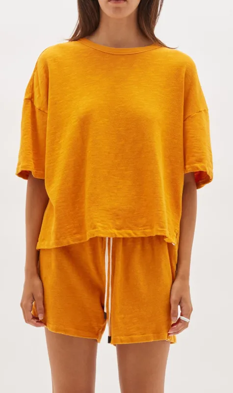 Bassike | Slouch Rib Htg T.shirt - Tangerine sold by Sister & Co