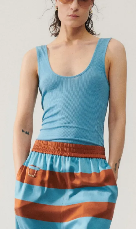Silk Laundry | Ribbed Tank Top - Lake sold by Sister & Co
