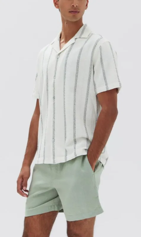 Assembly Label | Stripe Resort Shirt - Antique White/Black sold by Sister & Co