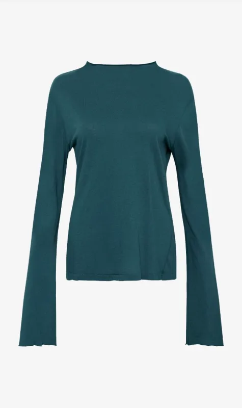 Bassike | Regular Raised Neck L/s T.Shirt - Aegean Blue sold by Sister & Co