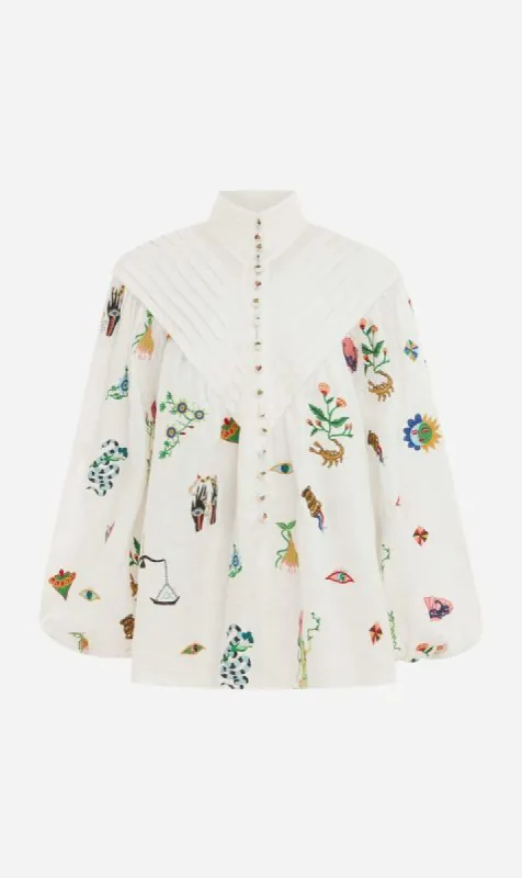 Alemais | Atticus Embroidered Shirt - Print sold by Sister & Co