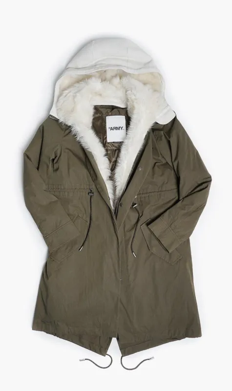 Yves Salomon | Bachette Toscane Lamb Jacket - Hunter Green/Ivoire sold by Sister & Co