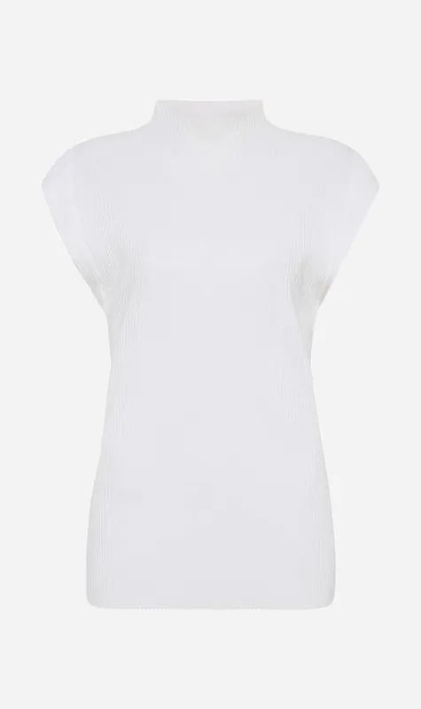 Bassike | Raised Neck Drapey Rib Tank - White made by Sisters & Co