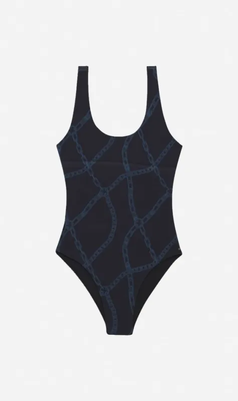 Anine Bing | Jace One Piece - Navy Link Print sold by Sister & Co