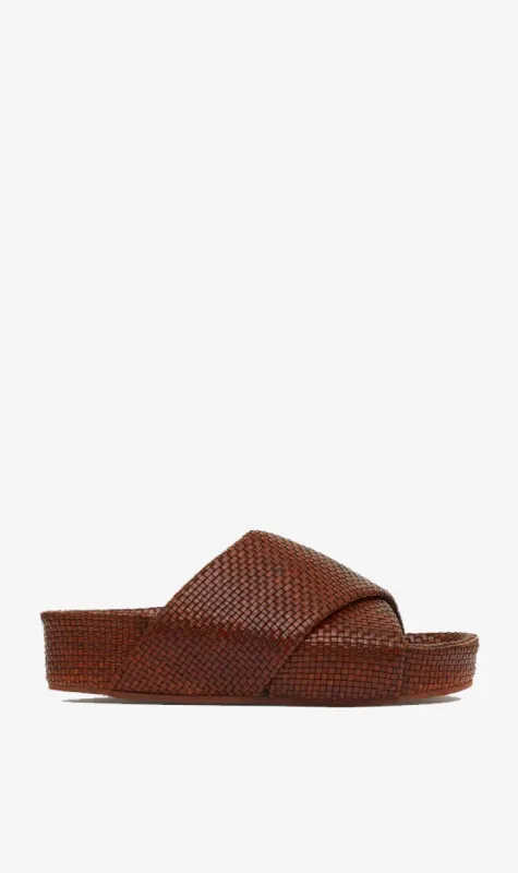 St. Agni | Woven Flatform Slide - Antique Tan sold by Sister & Co