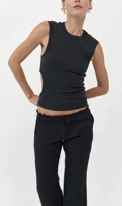 St Agni | Organic Cotton Cut Out Tank - Black sold by Sister & Co