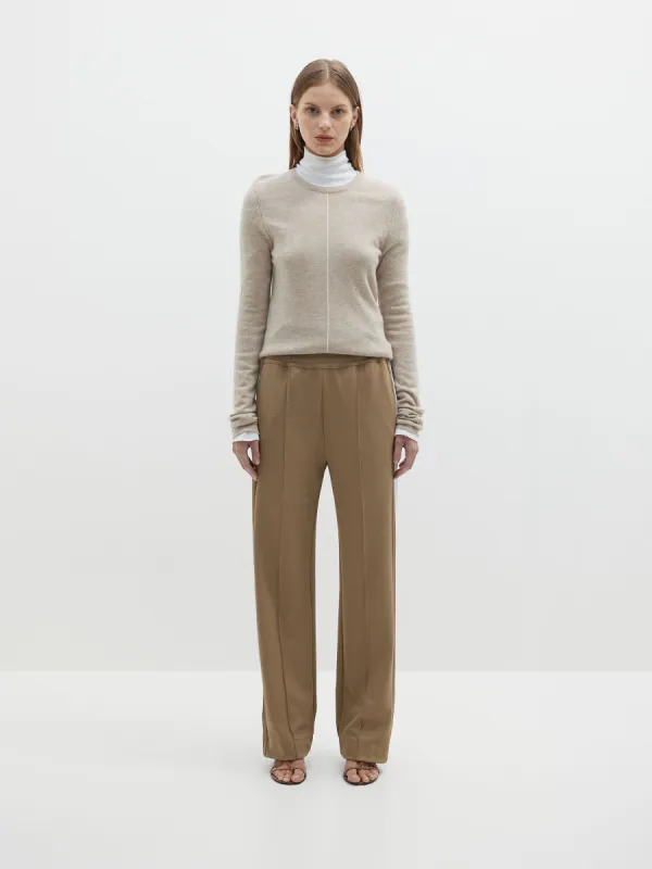 Bassike | Twill Stripe Detail Pant - Tan/White sold by Sister & Co