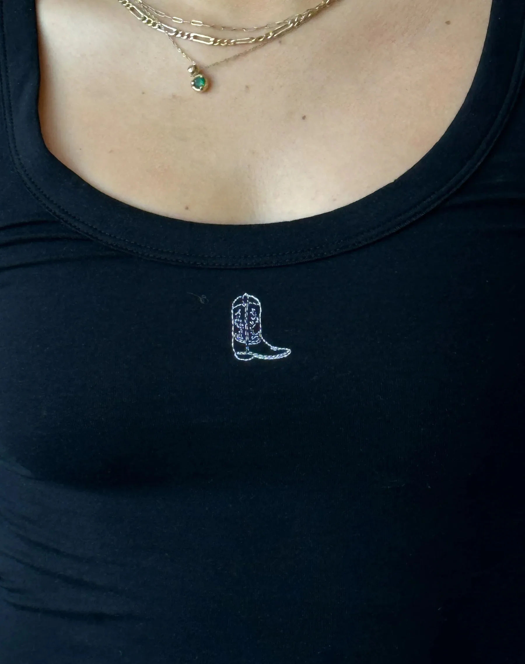 Cowboy Boot Long Sleeve Ribbed Fitted Tee | Black sold by Bella Chic product image thumbnail 3